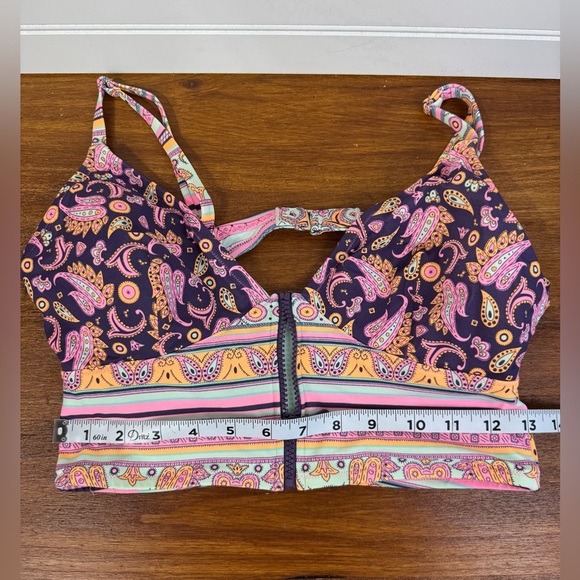 Victoria’s Secret tankini bikini paisley pink, purple, mint swimsuit set. Size M - Picture 5 of 16